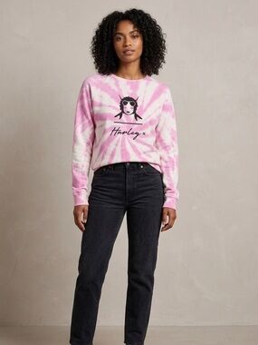 Hurley women's pink tie-dye crewneck sweatshirt NWT